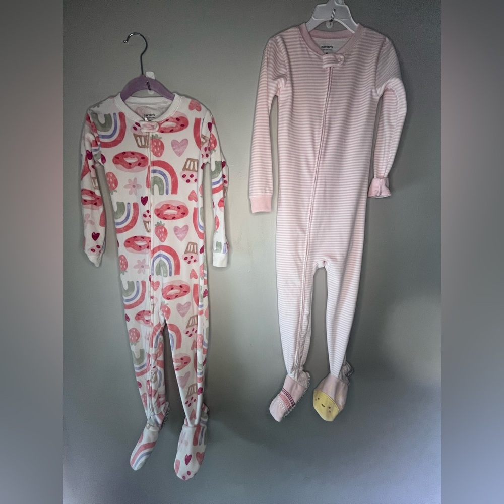 Soft Cozy Carter's 2 Pair Bundle Girls Footie Pajamas Size 4T
